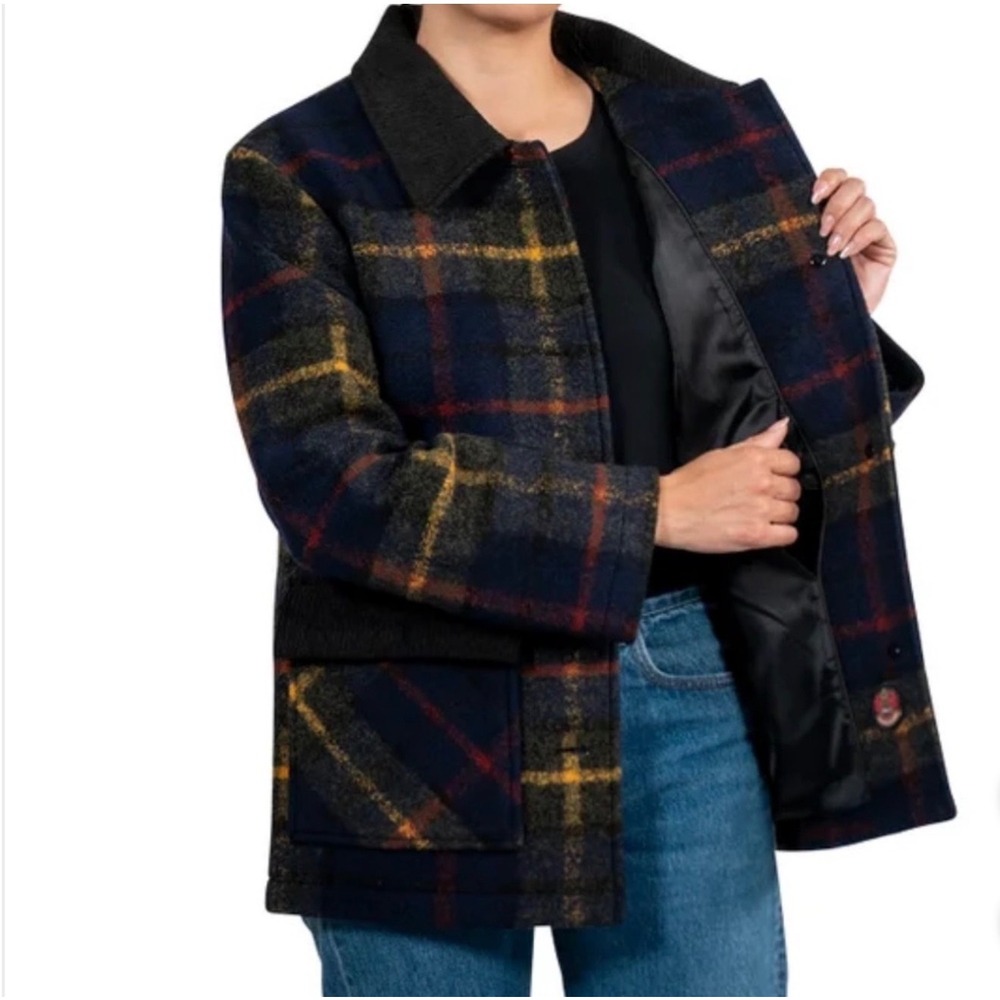 Pendleton Women's Wool Blend Barn Coat | Royal Blue Plaid | NWOT - Picture 3 of 8